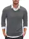 COOFANDY Herren V Ausschnitt Langarm Pullover Sweater Winter Business Pullover Männer Strickpullover Grau M