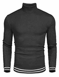JINIDU Thermo-Strickpullover Herren Rollkragenpullover Dunkelgrau