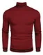 JINIDU Herren Wolle Schildkrötenkragen Stricken Kabelpullover Pullover Herbst Winter, 1- Weinrot, Gr. M