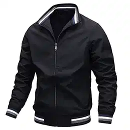 Herren Winter Bomberjacke Warm Wattiert College Jacke Stehkragen Fliegerjacke Übergangsjacke mit 2 Reißverschlusstaschen und Innentasche M, EU XS