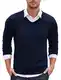 COOFANDY Strickpullover Herren Langarm V-Ausschnitt Sweater Winter Pullover Männer Slim Fit Marine M
