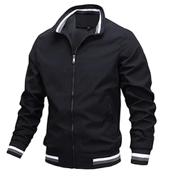 AIEOE Bomberjacke Herren Leichtes College Jacke Windbreaker Sportjacke Schwarz/Dunkelblau/Blau