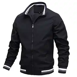 Bomberjacke Herren Leichtes Dünne Übergangsjacke Casual Stehkragen Sommerjacke Gestreiftem Bund Fliegerjacken mit Reißverschlusstaschen und Innentasche