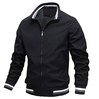 AIEOE Bomberjacke Herren Leichtes College Jacke Windbreaker Sportjacke Schwarz/Dunkelblau/Blau