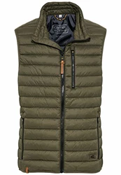 camel active Herren leichte Steppweste ohne Kapuze aus recyceltem Polyester Olive-Braun