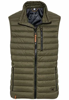 camel active Herren leichte Steppweste ohne Kapuze aus recyceltem Polyester Olive-Braun