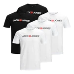 JACK & JONES Herren Logo Tee SS O-Neck 5er-Pack Navy/Navy/Navy/Black/Black