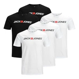 Herren Shirts T-Shirts Logo Tee Crew Neck 5er Pack, Farbe:Mehrfarbig, Artikel:- White/White/White/Black/Black, Größe:M