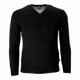 - Leichter Merino-Pullover - Uni - V-Ausschnitt - Langarm - 10 Farben, Farbe:Schwarz, Größe:52