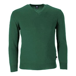 - Leichter Merino-Pullover - Uni - V-Ausschnitt - Langarm - 10 Farben, Farbe:Tanne, Größe:60