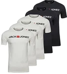 JACK & JONES Herren Logo Tee SS O-Neck 5er-Pack White/Black