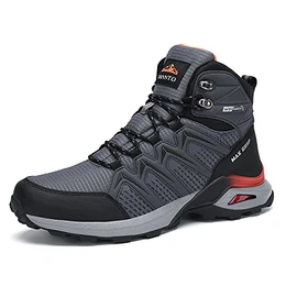 Herren Winterschuhe Warme Gefütterte Winterstiefel Wasserdicht Schneestiefel Rutschfeste Wanderschuhe Grau 43