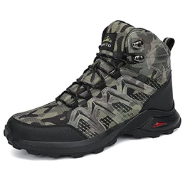 Herren Winterschuhe Warme Gefütterte Winterstiefel Wasserdicht Schneestiefel Rutschfeste Wanderschuhe Camo 43