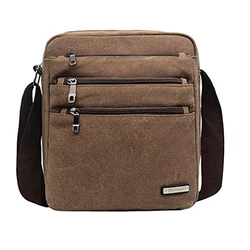 Vohoney Herren-Schultertaschen Umhängetasche Herrentasche Klein Crossbody Bag Handtasche Messenger Bag Handgelenktasche Canvas Vintage Shoulder Bag Braun