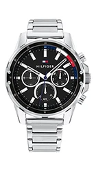 Tommy Hilfiger Herren Analog Quarz Uhr mit Edelstahl Armband (1791936) silber (1791936)