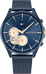 Multi Zifferblatt Quarz Uhr für Damen mit Blaues Edelstahl-Mesh-Gliederarmband - 1782418