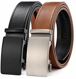 Gürtel Herren 2er-Pack, 35mm Automatik Ledergürtel mit Ratsche - Passgenau Zuschneidbar, Ideal als Geschenk