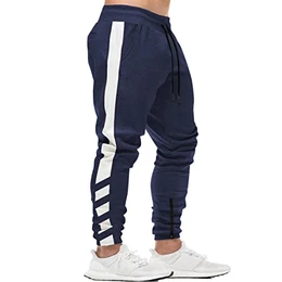 Herren Jogginghose Fitness Sporthose Baumwolle Slime Fit Hose Joggers Streetwear Freizeithose Laufen Trainningshose Blau-1 M