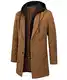 KTWOLEN Herren Mantel Winter Lang Warm Wollmantel Business Wintermantel Winterjacke Freizeit mit Herausnehmbarem Kapuze