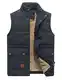 KEFITEVD Fleece Weste Herren Warm Ärmellos Übergangsjacke Herbst Winter Freizeit Weste Viele Taschen Angelweste Männer Dunkelgrau M