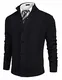 COOFANDY Strickpullover für Herren Strickpullover mit Stehkragen und Taschen,Schwarz,M