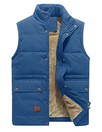 Anglerweste Herren Winter Jacke Gefüttert Outdoor Vest Jagdjacke Fleecejacke Freizeit Arbeitsjacke Fleece Weste Männer Königsblau M