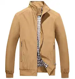 Herrenjacke Casual Übergangsjacke Leichte Jacke mit Taschen und Reißverschluss Khaki M