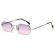 LIGOES männer rechteckig sonnenbrille rahmenlose sonnenbrille randlos achteckig kleine brillen frauen metall gold polygon blau braun uv400 (gray pink lens)