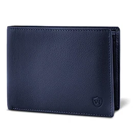 ® Leder Geldbörse Herren mit RFID Schutz I Echtleder Geldbeutel für Männer I Portemonnaie Damen Brieftasche Wallet Portmonee (Blau)