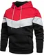 MANLUODANNI Herren Hoodie, Herren Kapuzenpullover Patchwork Fleece Pullover mit Kapuze Casual Sweatshirt Classic Farbabstimmung Rot Schwarz M