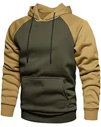Herren Kapuzenpullover, Raglan Hoodie Herren Pullover mit Kapuze Casual Sweatshirt Classic Farbabstimmung Hoody Rundhals Armeegrün S