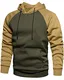 MANLUODANNI Herren Kapuzenpullover, Raglan Hoodie Herren Pullover mit Kapuze Casual Sweatshirt Classic Farbabstimmung Hoody Rundhals Armeegrün S