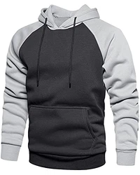 MANLUODANNI Herren Raglan Hoodie Kapuzenpullover Dunkelgrau