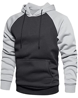 MANLUODANNI Herren Raglan Hoodie Kapuzenpullover Dunkelgrau