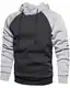 MANLUODANNI Herren Raglan Hoodie, Kapuzenpullover Herren Schlichter Vintage Pullover mit Kapuze Casual Sweatshirt Classic Farbabstimmung Männer Hoody Rundhals Dunkelgrau M