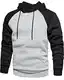 MANLUODANNI Herren Raglan Hoodie, Kapuzenpullover Herren Schlichter Pullover mit Kapuze Casual Contrast Sweatshirt Classic Farbabstimmung Männer Hoody Rundhals Grau M