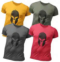 4er Pack Herren T-Shirt Vintage US Army mit Frontprint und Rundhalsausschnitt (M, Spartan 1)