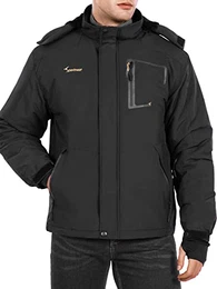 Herren Skijacke Wasserdichter Berg-jacke Winddichte Winterjacke Fleece Outdoor Gefüttert Wanderjacke für Snowboarding Berg-Skifahren Outdoor mit Abnehmbarer Kapuze