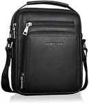 Hjkiopc Umhängetasche Herren Crossbody Handytasche Messenger Bag Leder Brusttasche Schwarz