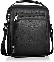Hjkiopc Umhängetasche Herren Crossbody Handytasche Messenger Bag Leder Brusttasche Schwarz