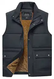 Herren Winter Weste Fleece Outdoor Weste Jacke Ärmellos Gefüttert Anglerweste mit Stehkragen Taschen(M, Dunkelgrau)