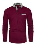 GHYUGR Herren Poloshirt Langarm Polohemd Rot