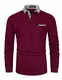 GHYUGR Herren Poloshirt Baumwolle Langarm Polohemd klassisch Plaid T-Shirt,Rot,M