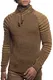 Herren Strick-Pullover mit Schalkragen   Männer Winter-Pullover mit gerippten Ärmeln  stylischer Herren Strick-Pulli   Warmer Männer Pulli Grobstrick   angenehmer Herren Strick-Hoodie 7740 Camel M