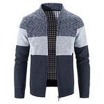 Loozykit Herren Strickjacke Strickpullover mit Reißverschluss Stehkragen Langarm Bequem Cardigan Mantel Jacke Atmungsaktiv Freizeitjacke Outwear Marine