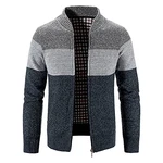 Loozykit Herren Strickjacke Strickpullover mit Reißverschluss Stehkragen Langarm Bequem Cardigan Mantel Jacke Atmungsaktiv Freizeitjacke Outwear Blau/Grau
