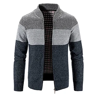 Loozykit Herren Strickjacke Strickpullover mit Reißverschluss Stehkragen Langarm Bequem Cardigan Mantel Jacke Atmungsaktiv Freizeitjacke Outwear Loozykit Herren Strickjacke Strickpullover mit Reißverschluss Stehkragen Langarm Bequem Cardigan Mantel Jacke Atmungsaktiv Freizeitjacke Outwear