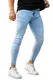 GINGTTO Herren Jeans Skinny Stretch Jeanshose Designer Slim Fit Denim Hose Blau 32/30