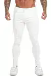 GINGTTO Herren Slim Fit Stretch Jeanshose Designer Denim Hose Jeans (32) Weiß