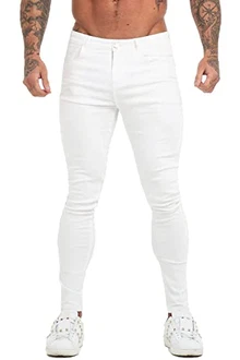 GINGTTO Herren Slim Fit Stretch Jeanshose Designer Denim Hose Jeans (32) Weiß GINGTTO Herren Slim Fit Stretch Jeanshose Designer Denim Hose Jeans (32) Weiß